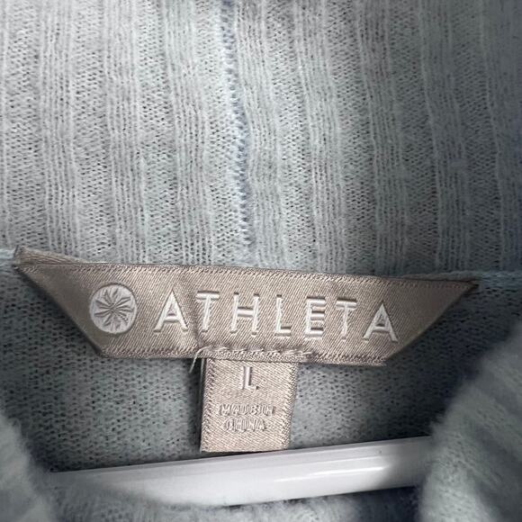 Athleta Cowl Neck Sweater Size Large Light Blue Wool Blend Pullover Fall Winter - Picture 4 of 5